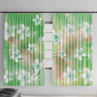 Green Aloha Hawaiian Window Curtain Tropical Flower Palm Leaf Pattern LT19 With Hooks Green - Polynesian Pride