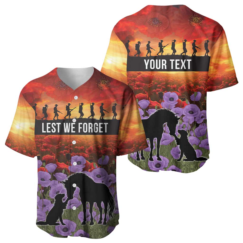 Personalised ANZAC Day Baseball Jersey Remembering the Animals of War