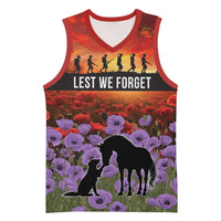 Personalised ANZAC Day Basketball Jersey Remembering the Animals of War