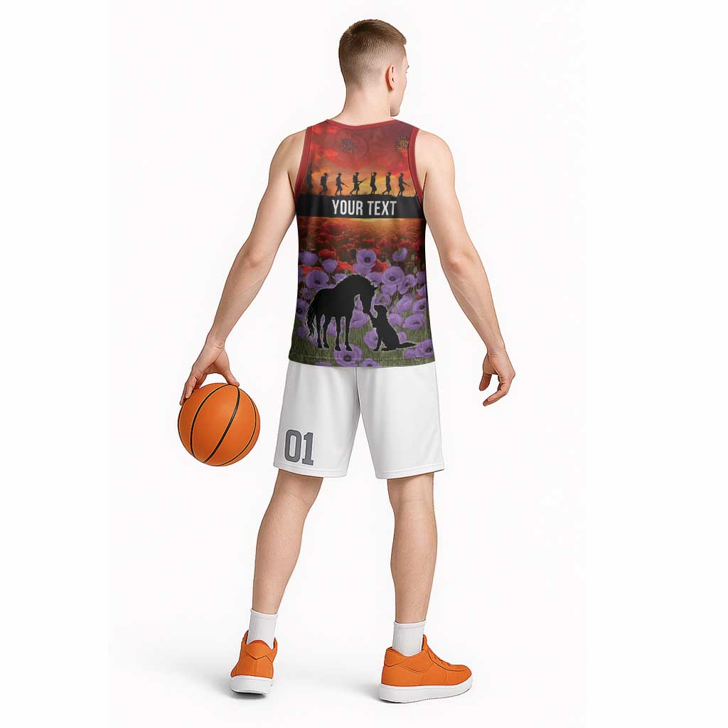 Personalised ANZAC Day Basketball Jersey Remembering the Animals of War