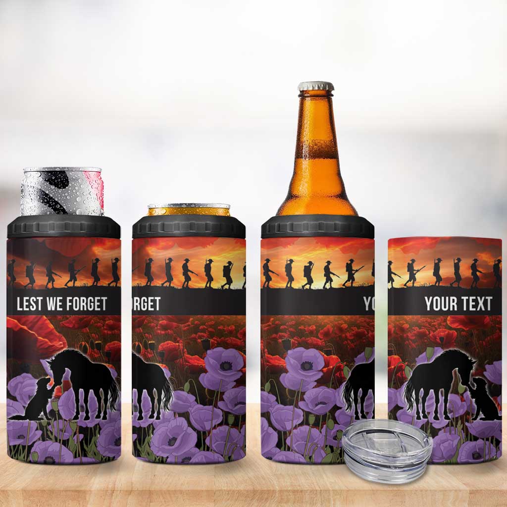 Personalised ANZAC Day 4 in 1 Can Cooler Tumbler Remembering the Animals of War