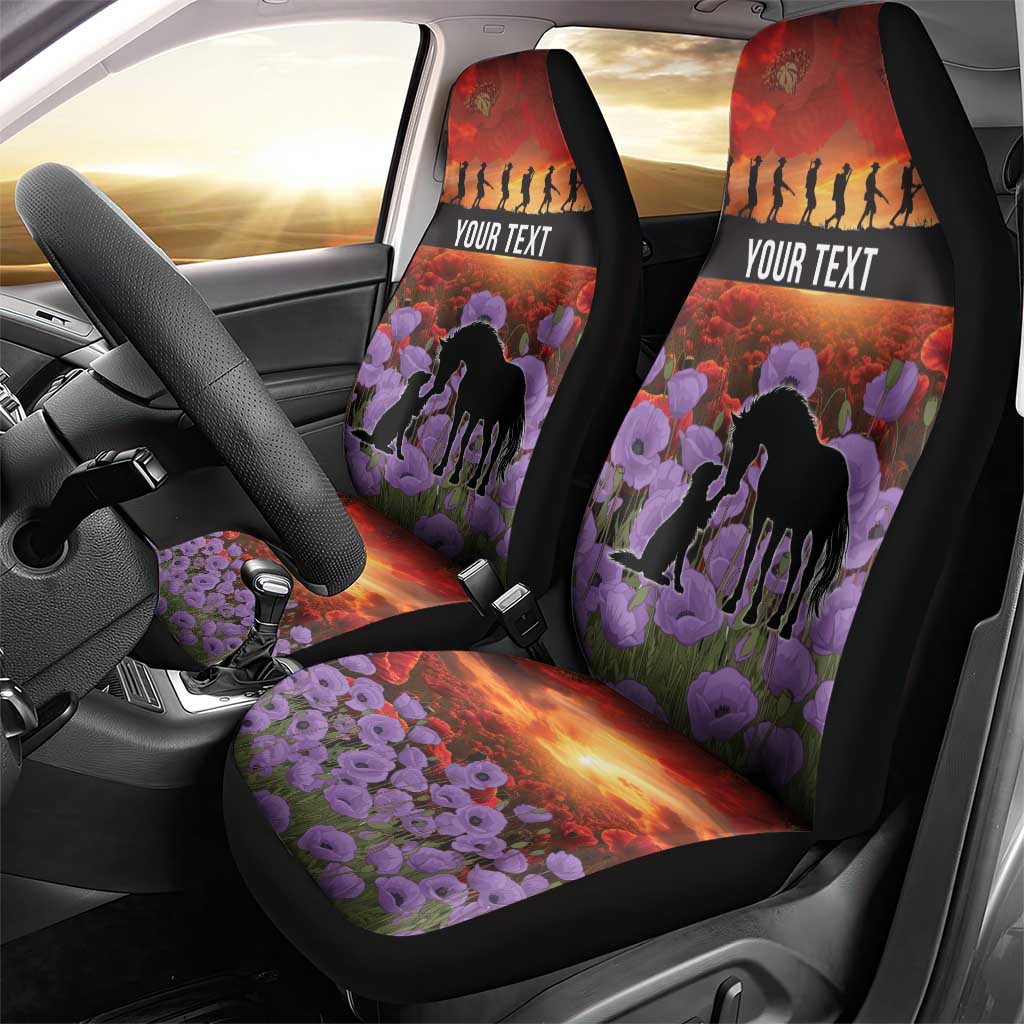 Personalised ANZAC Day Car Seat Cover Remembering the Animals of War