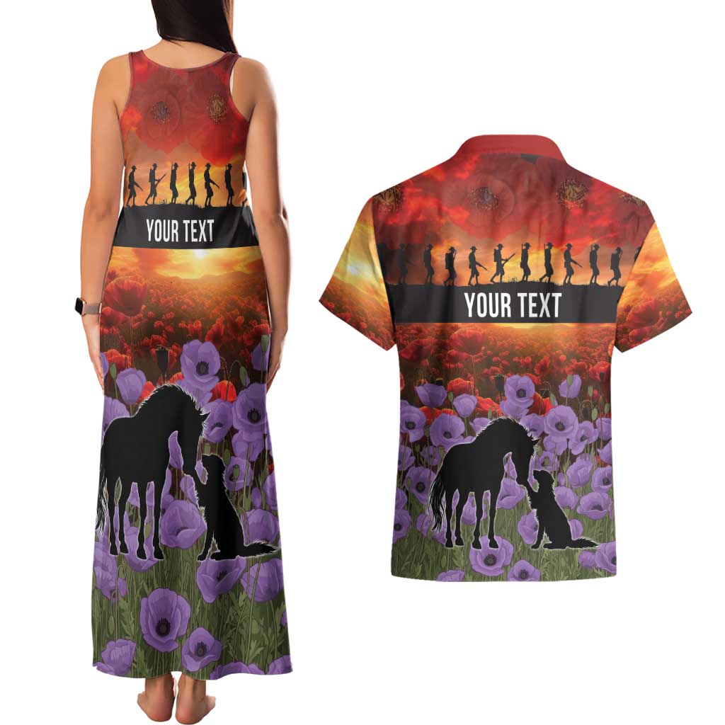 Personalised ANZAC Day Couples Matching Tank Maxi Dress and Hawaiian Shirt Remembering the Animals of War