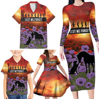 Personalised ANZAC Day Family Matching Long Sleeve Bodycon Dress and Hawaiian Shirt Remembering the Animals of War LT19 - Polynesian Pride
