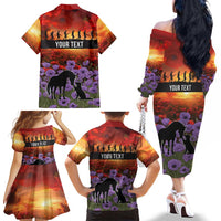 Personalised ANZAC Day Family Matching Off The Shoulder Long Sleeve Dress and Hawaiian Shirt Remembering the Animals of War LT19 - Polynesian Pride