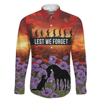 Personalised ANZAC Day Family Matching Off Shoulder Maxi Dress and Hawaiian Shirt Remembering the Animals of War