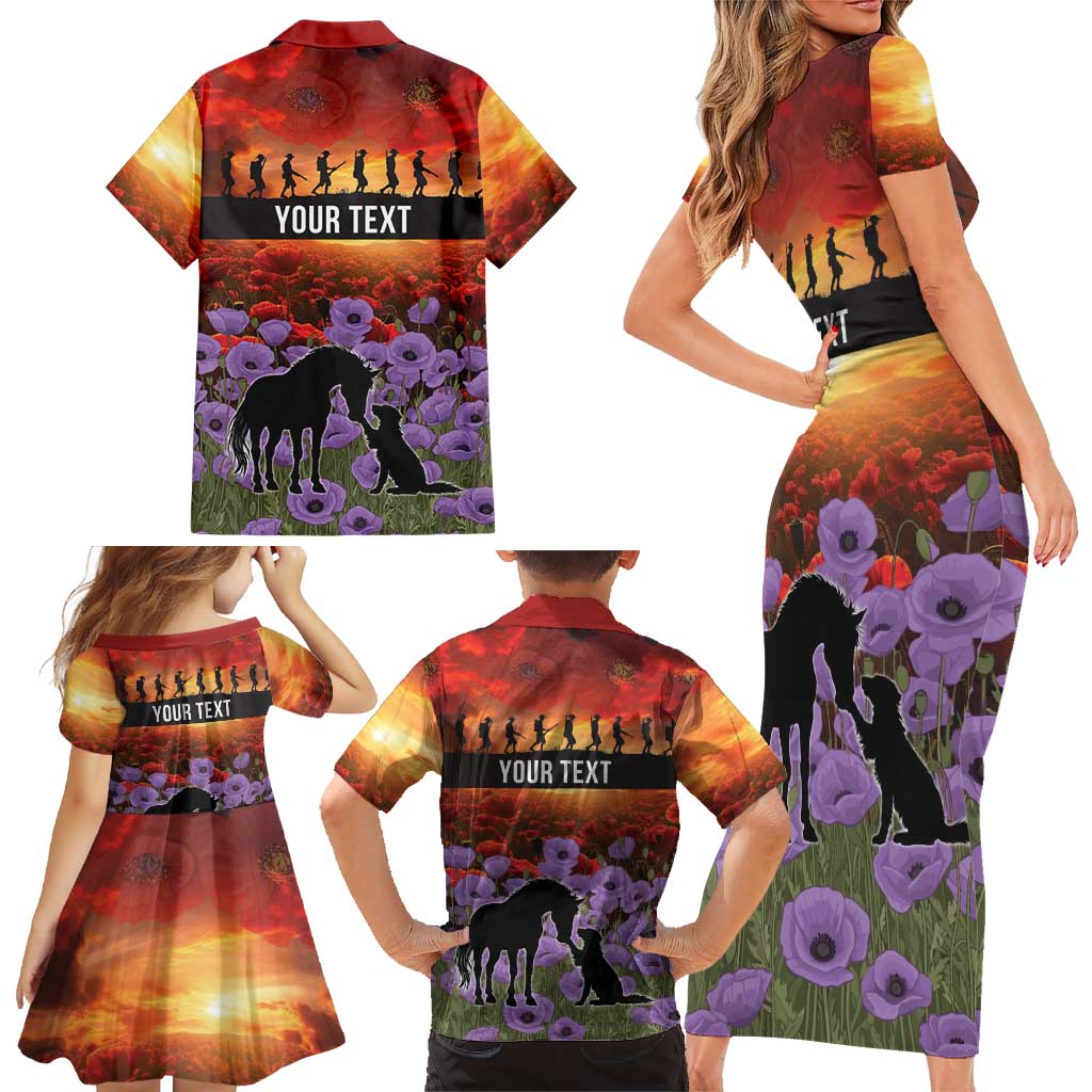 Personalised ANZAC Day Family Matching Short Sleeve Bodycon Dress and Hawaiian Shirt Remembering the Animals of War LT19 - Polynesian Pride