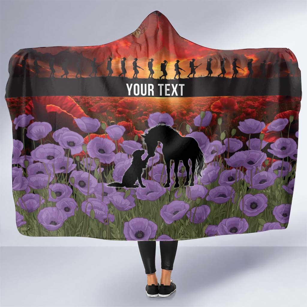 Personalised ANZAC Day Hooded Blanket Remembering the Animals of War