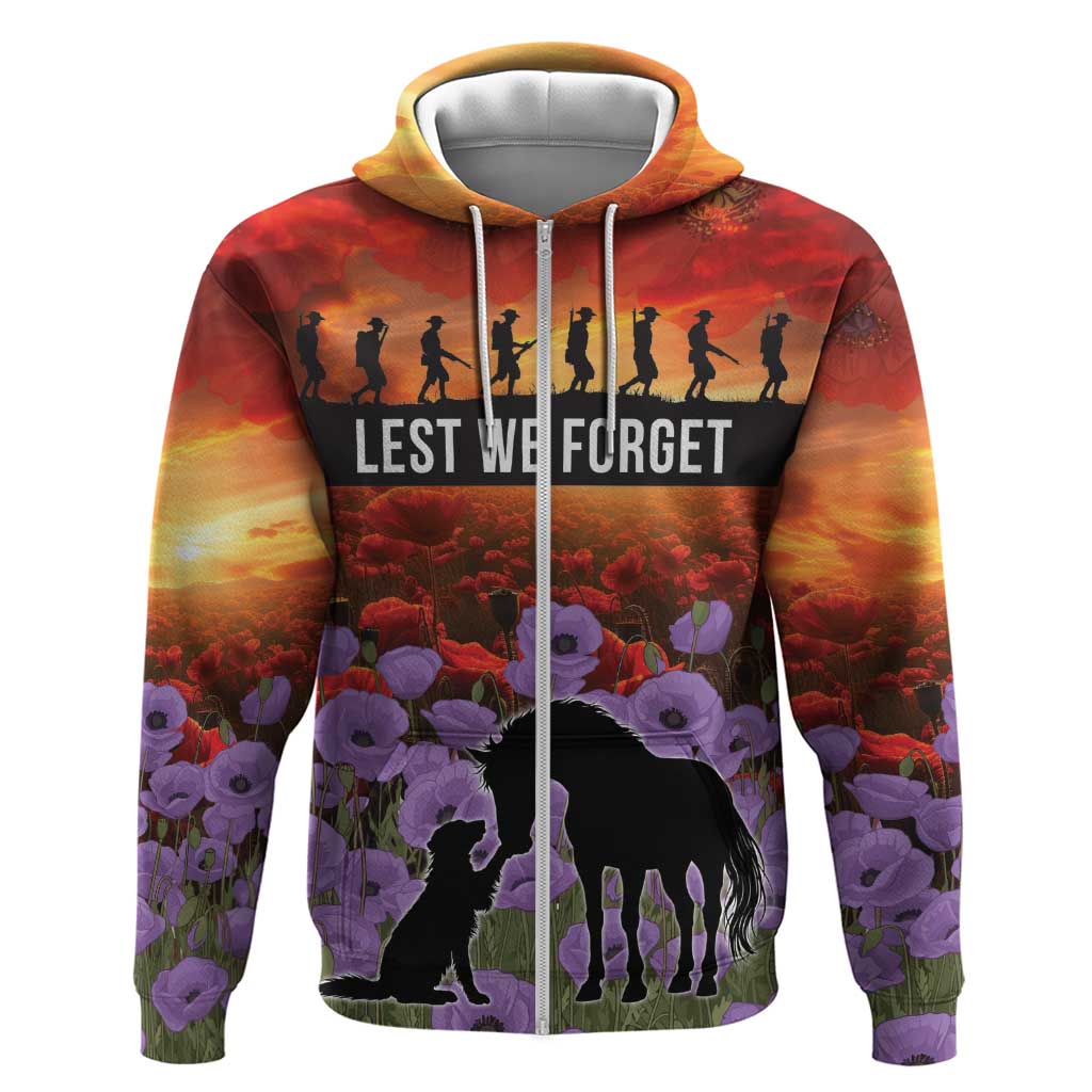 Personalised ANZAC Day Hoodie Remembering the Animals of War