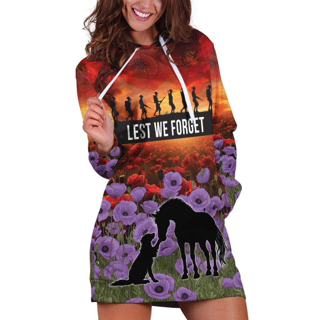 Personalised ANZAC Day Hoodie Dress Remembering the Animals of War