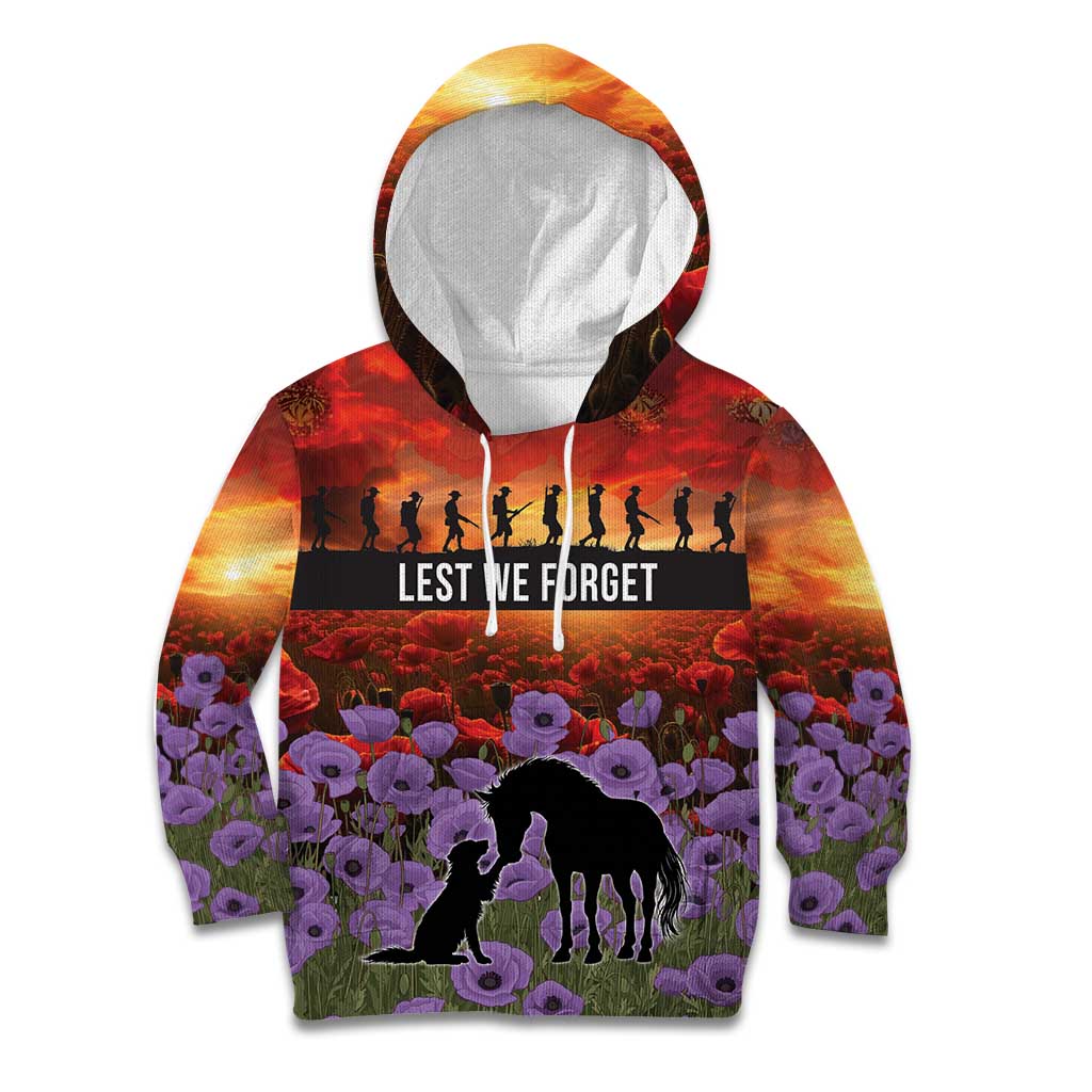 Personalised ANZAC Day Kid Hoodie Remembering the Animals of War