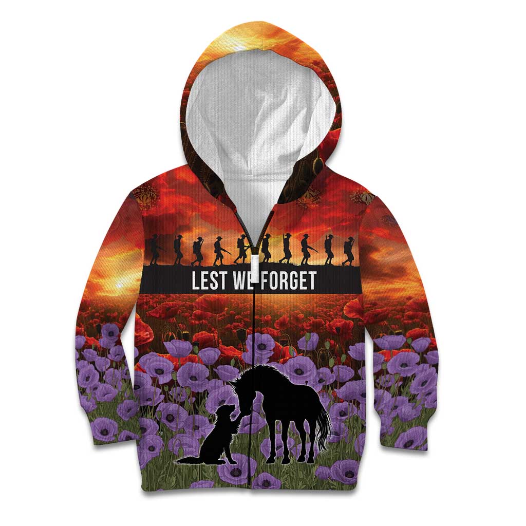 Personalised ANZAC Day Kid Hoodie Remembering the Animals of War