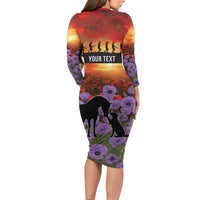 Personalised ANZAC Day Long Sleeve Bodycon Dress Remembering the Animals of War