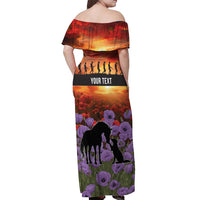 Personalised ANZAC Day Off Shoulder Maxi Dress Remembering the Animals of War