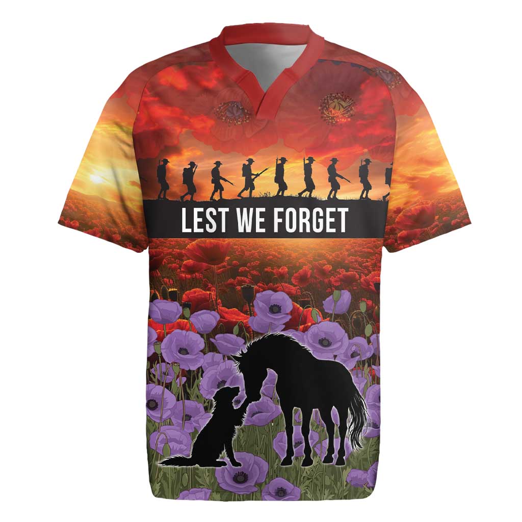 Personalised ANZAC Day Rugby Jersey Remembering the Animals of War