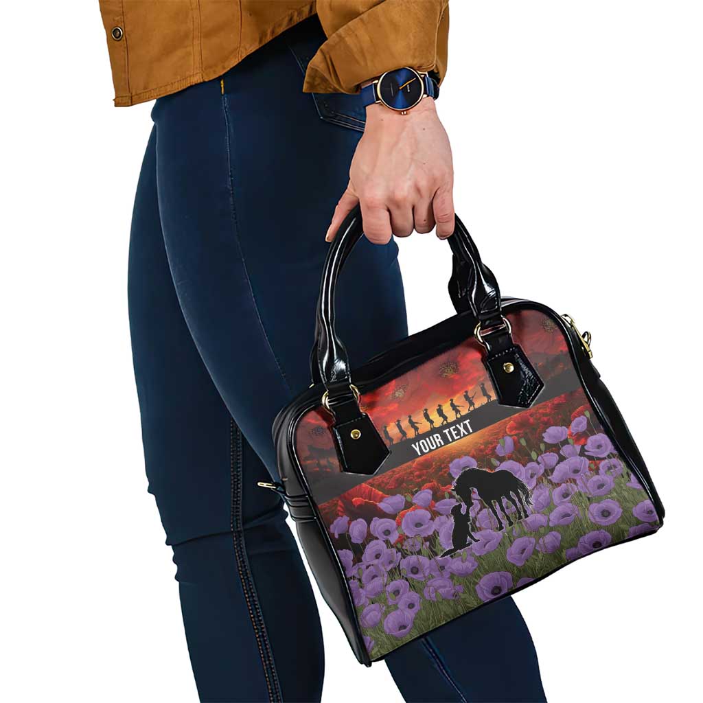 Personalised ANZAC Day Shoulder Handbag Remembering the Animals of War