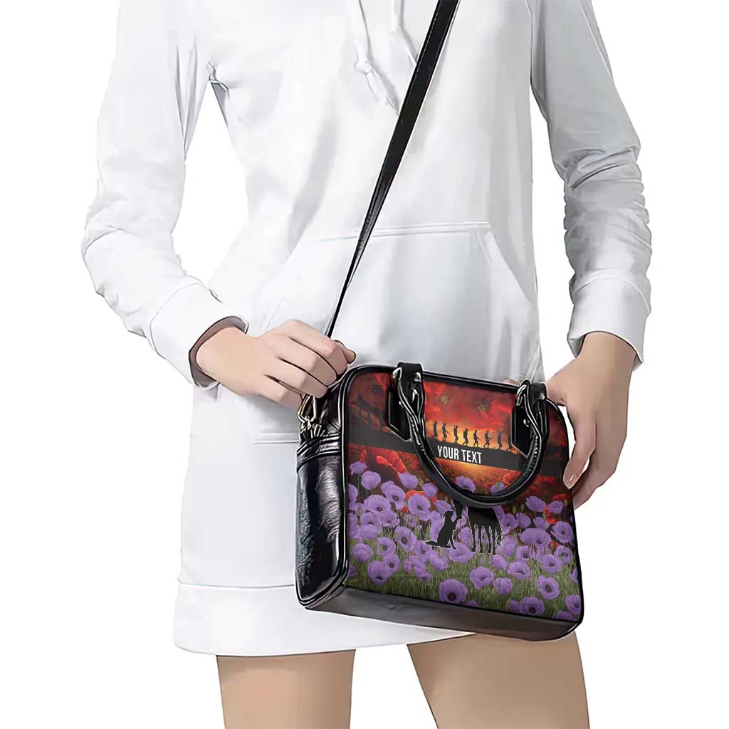 Personalised ANZAC Day Shoulder Handbag Remembering the Animals of War