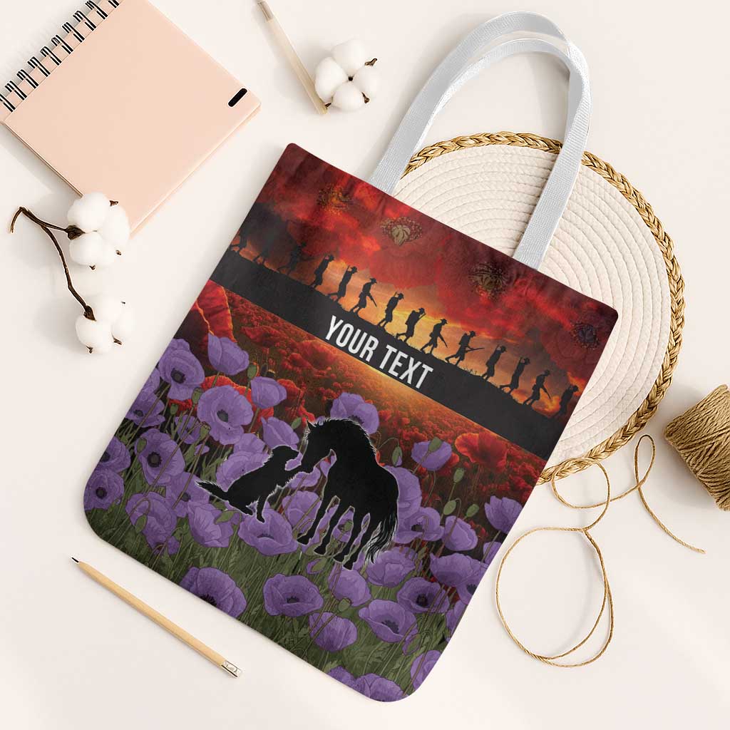 Personalised ANZAC Day Tote Bag Remembering the Animals of War