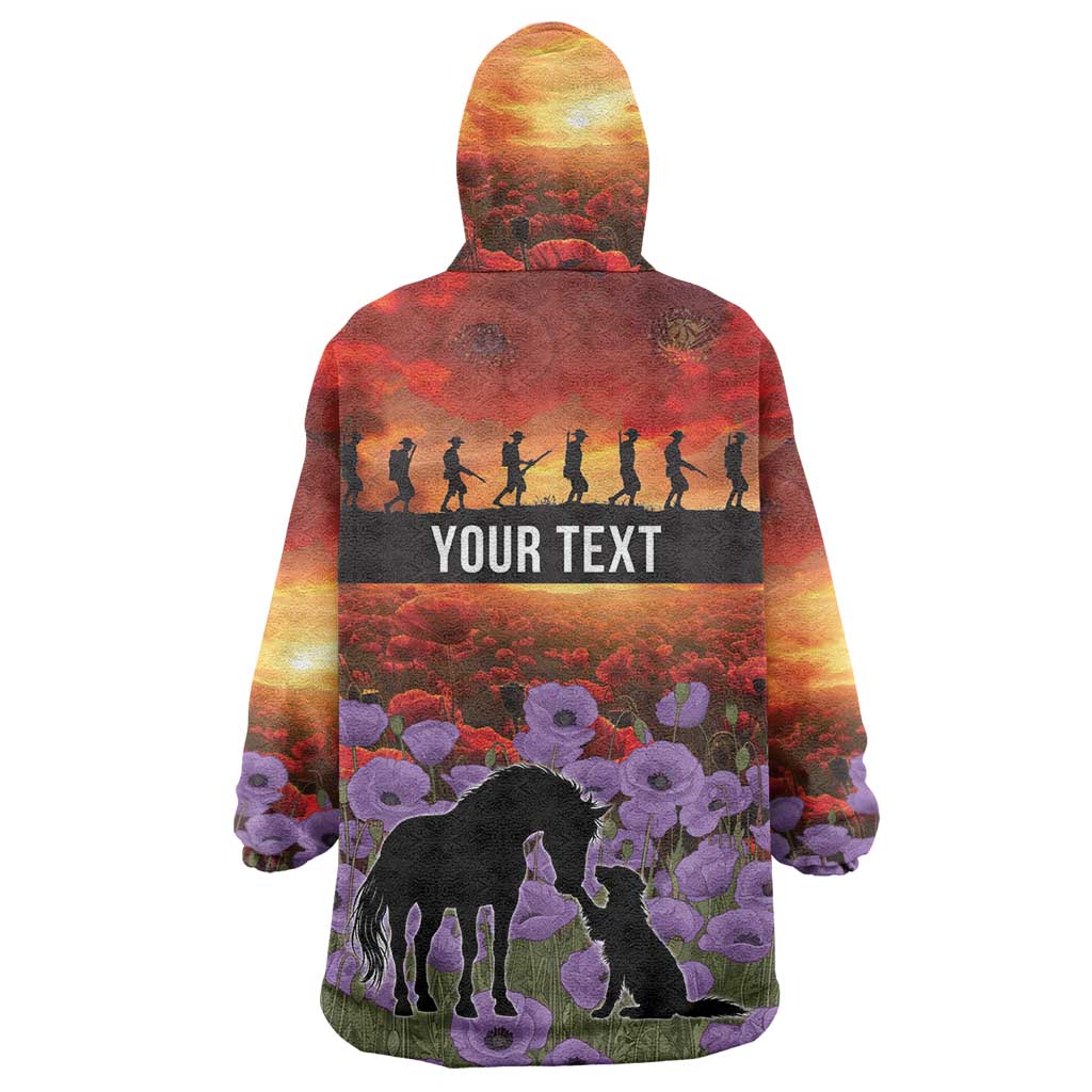 Personalised ANZAC Day Wearable Blanket Hoodie Remembering the Animals of War