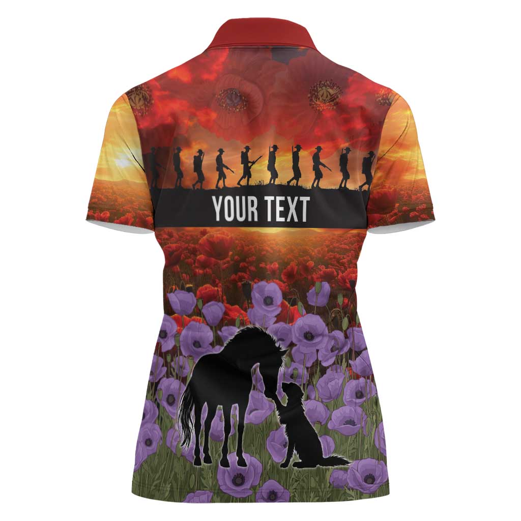 Personalised ANZAC Day Women Polo Shirt Remembering the Animals of War