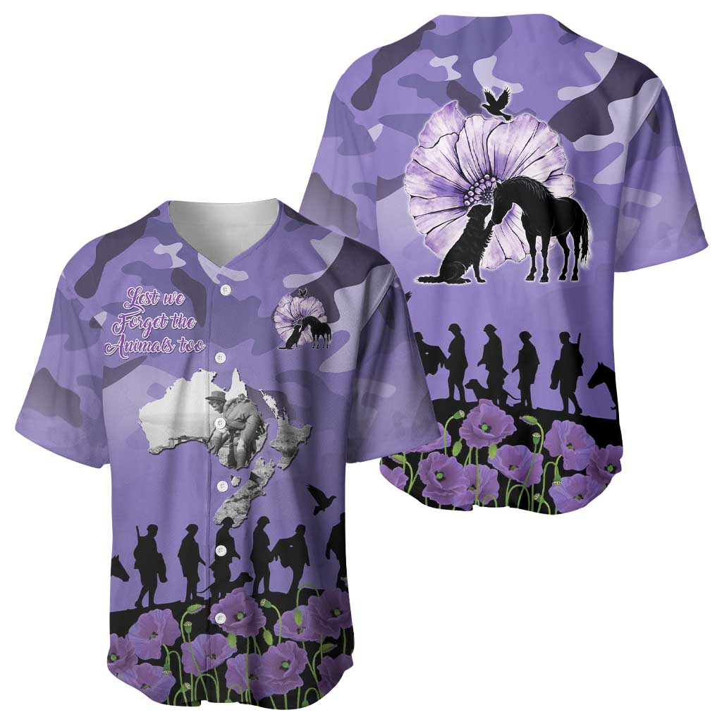 ANZAC Day Baseball Jersey Lest We Forget the Animals Too