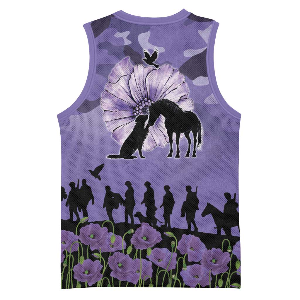 ANZAC Day Basketball Jersey Lest We Forget the Animals Too