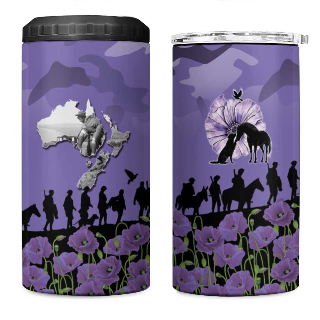 ANZAC Day 4 in 1 Can Cooler Tumbler Lest We Forget the Animals Too