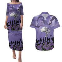 ANZAC Day Couples Matching Puletasi and Hawaiian Shirt Lest We Forget the Animals Too