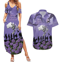 ANZAC Day Couples Matching Summer Maxi Dress and Hawaiian Shirt Lest We Forget the Animals Too