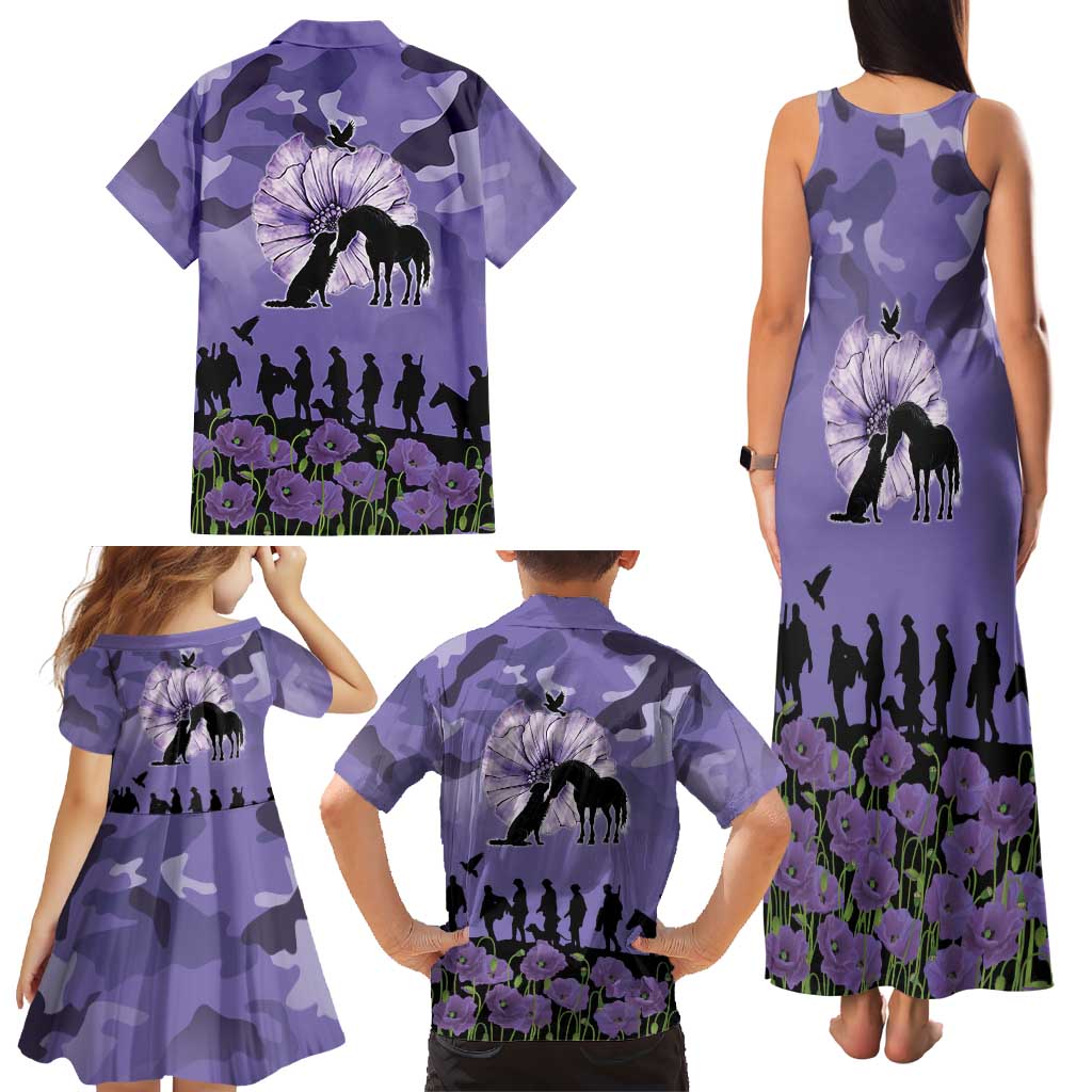 ANZAC Day Family Matching Tank Maxi Dress and Hawaiian Shirt Lest We Forget the Animals Too
