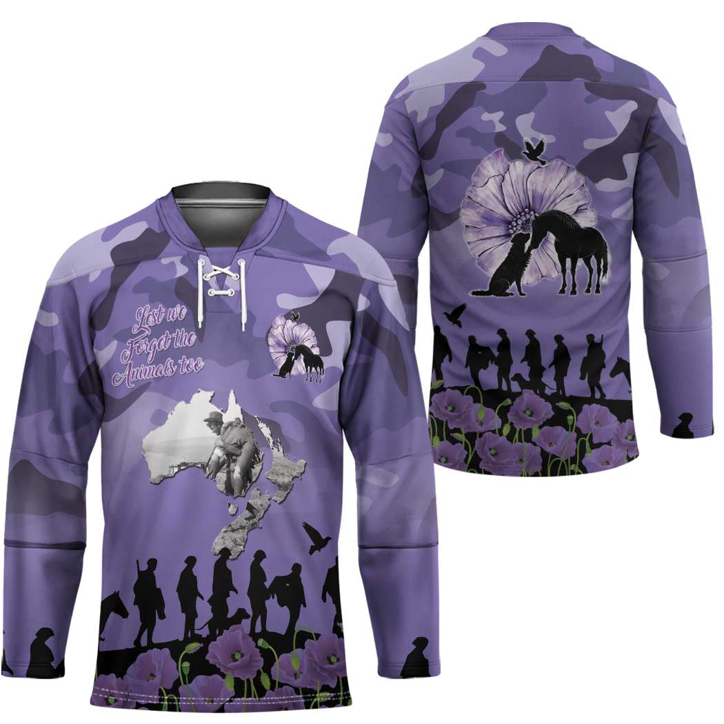 ANZAC Day Hockey Jersey Lest We Forget the Animals Too