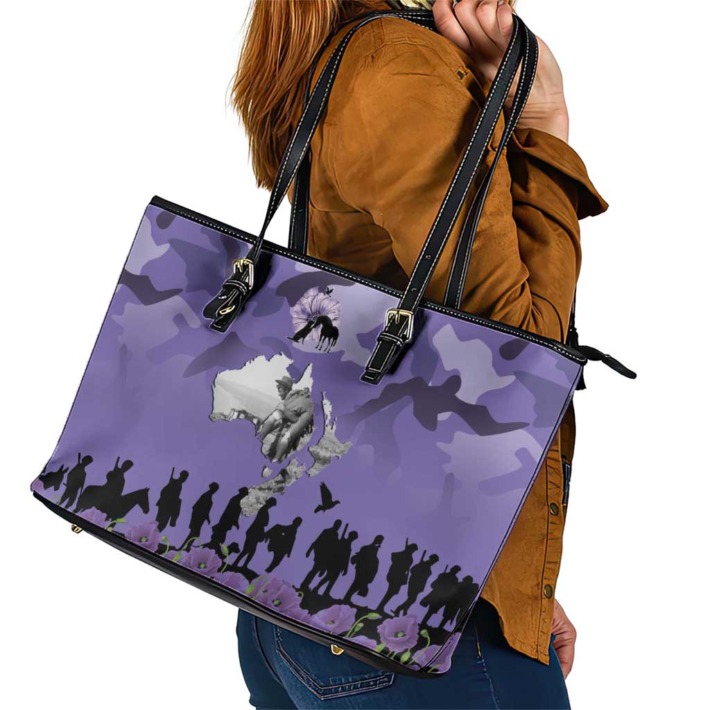 ANZAC Day Leather Tote Bag Lest We Forget the Animals Too