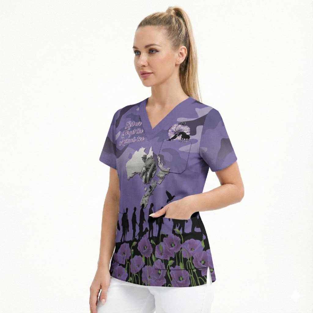 ANZAC Day Scrub Top Lest We Forget the Animals Too