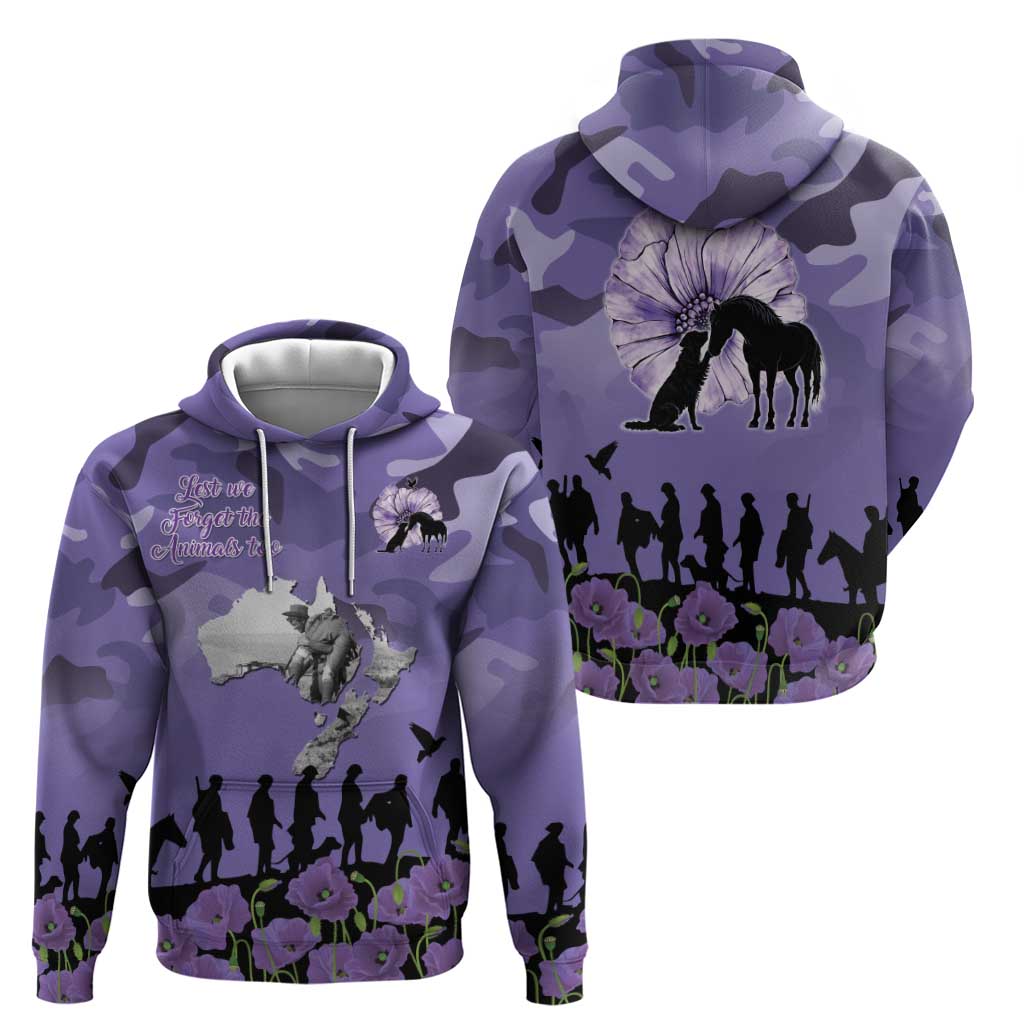 ANZAC Day Zip Hoodie Lest We Forget the Animals Too