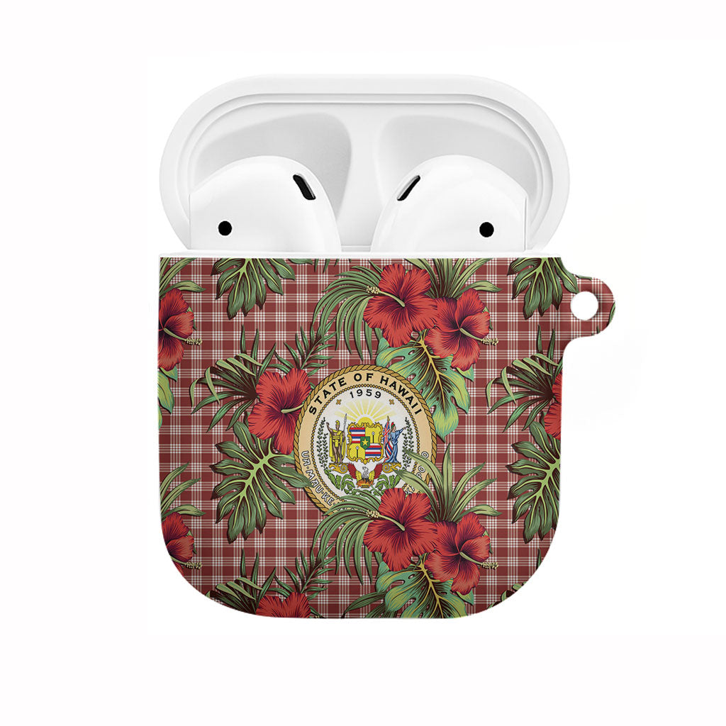 Vintage Hawaii Hibiscus Palaka AirPods Case Red Color