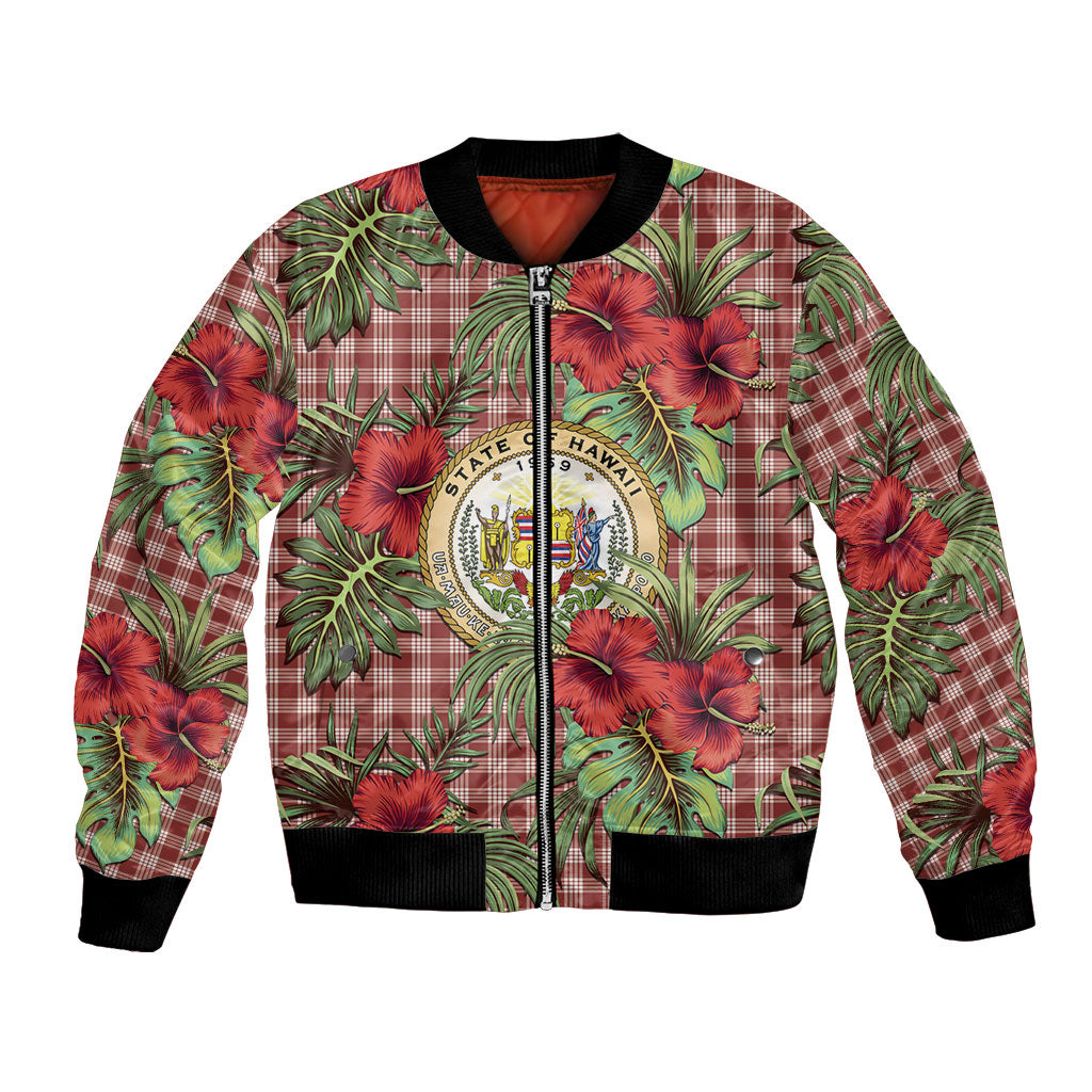 Vintage Hawaii Hibiscus Palaka Bomber Jacket Red Color