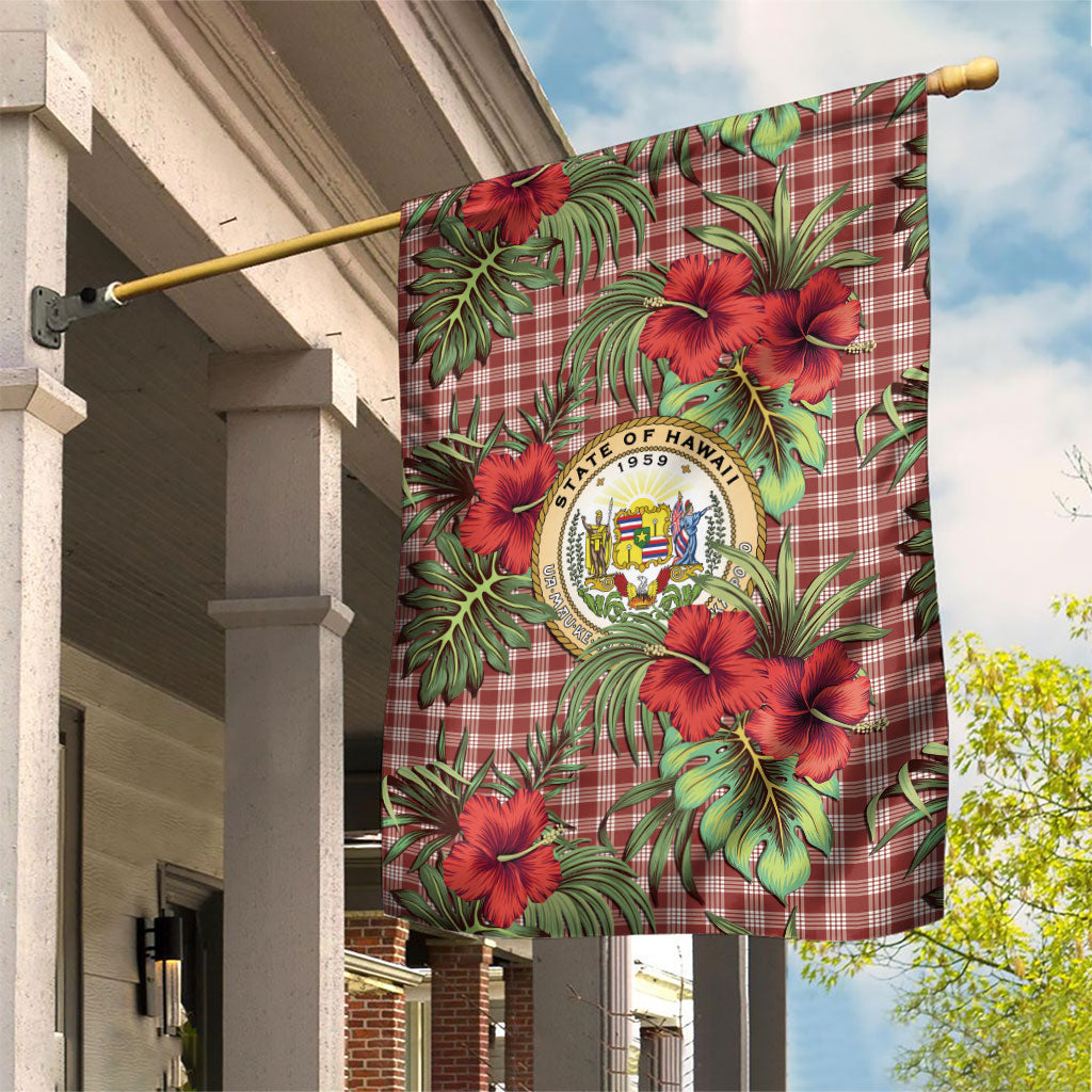 Vintage Hawaii Hibiscus Palaka Garden Flag Red Color