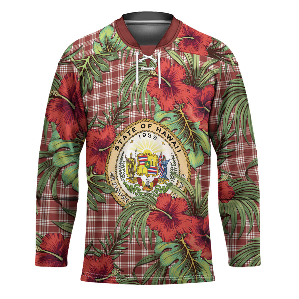 Vintage Hawaii Hibiscus Palaka Hockey Jersey Red Color