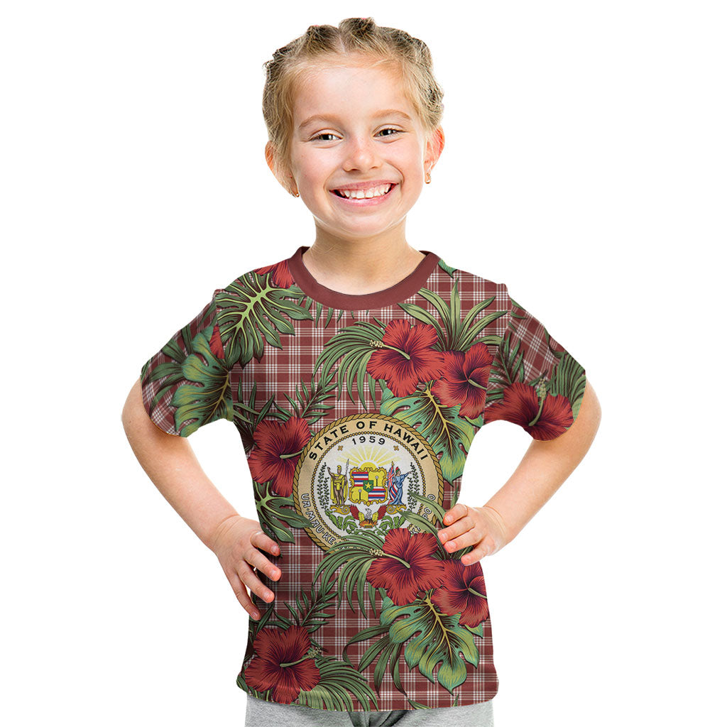 Vintage Hawaii Hibiscus Palaka Kid T Shirt Red Color