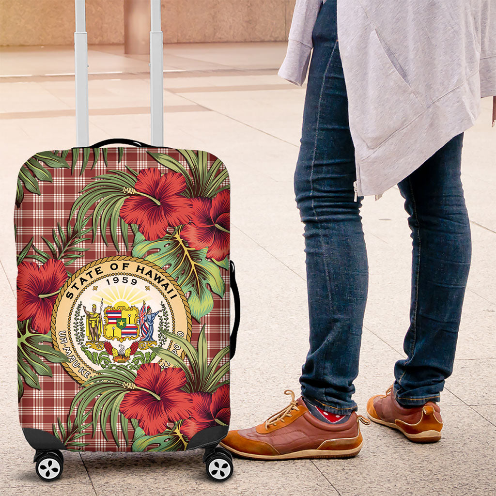 Vintage Hawaii Hibiscus Palaka Luggage Cover Red Color LT19 Red - Polynesian Pride
