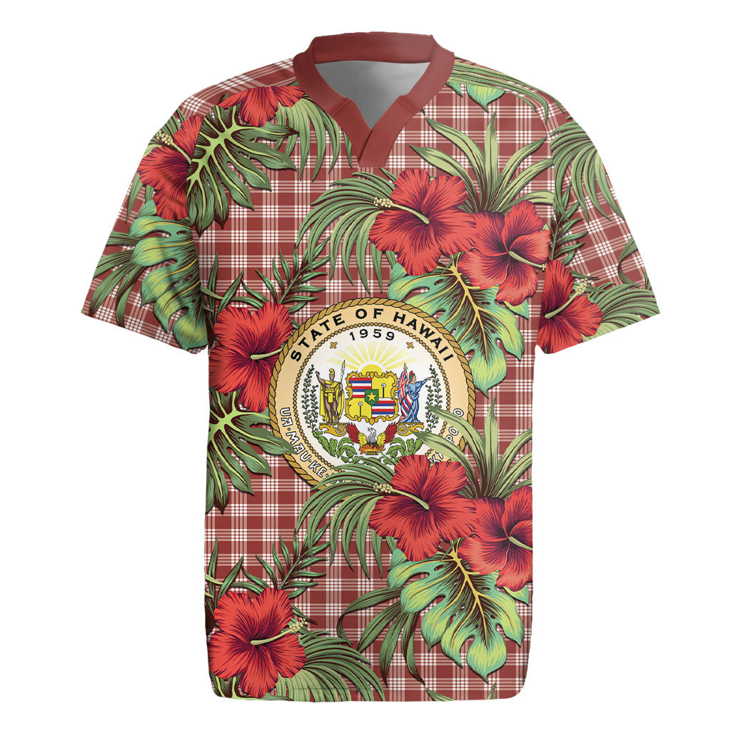 Vintage Hawaii Hibiscus Palaka Rugby Jersey Red Color