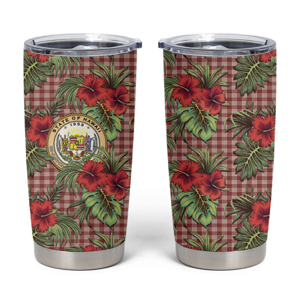Vintage Hawaii Hibiscus Palaka Tumbler Cup Red Color