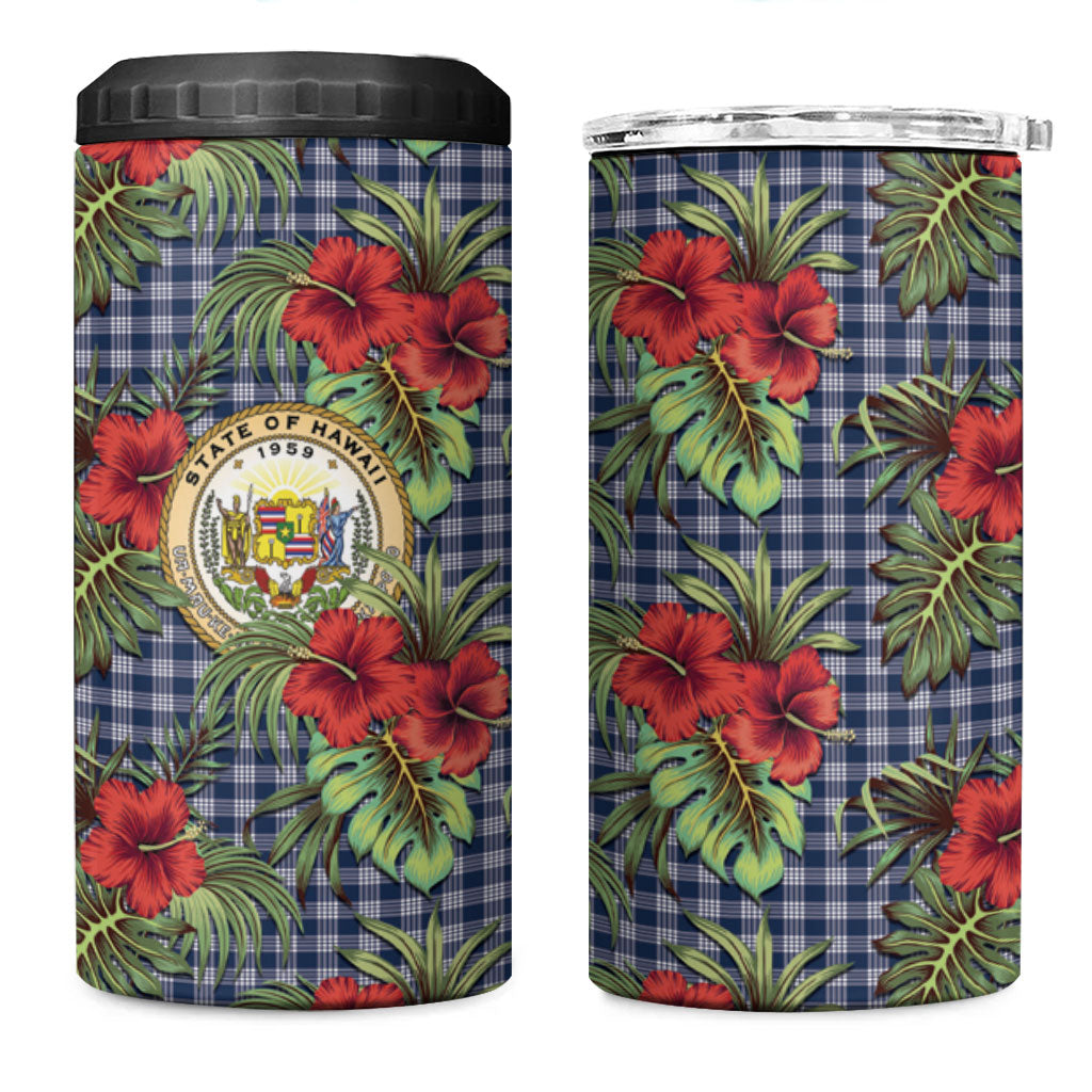 Vintage Hawaii Hibiscus Palaka 4 in 1 Can Cooler Tumbler Navy Color