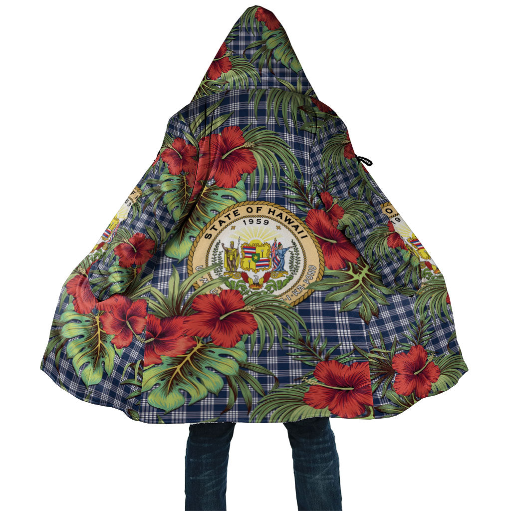 Vintage Hawaii Hibiscus Palaka Cloak Navy Color
