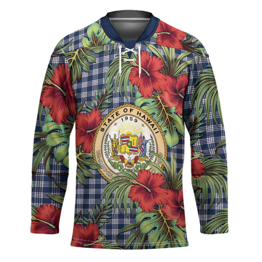 Vintage Hawaii Hibiscus Palaka Hockey Jersey Navy Color