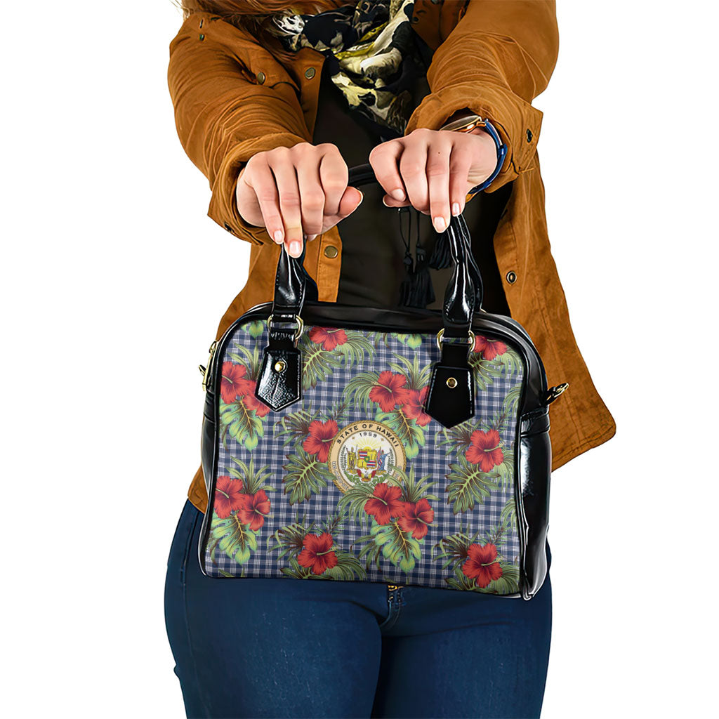 Vintage Hawaii Hibiscus Palaka Shoulder Handbag Navy Color