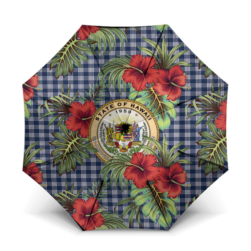 Vintage Hawaii Hibiscus Palaka Umbrella Navy Color