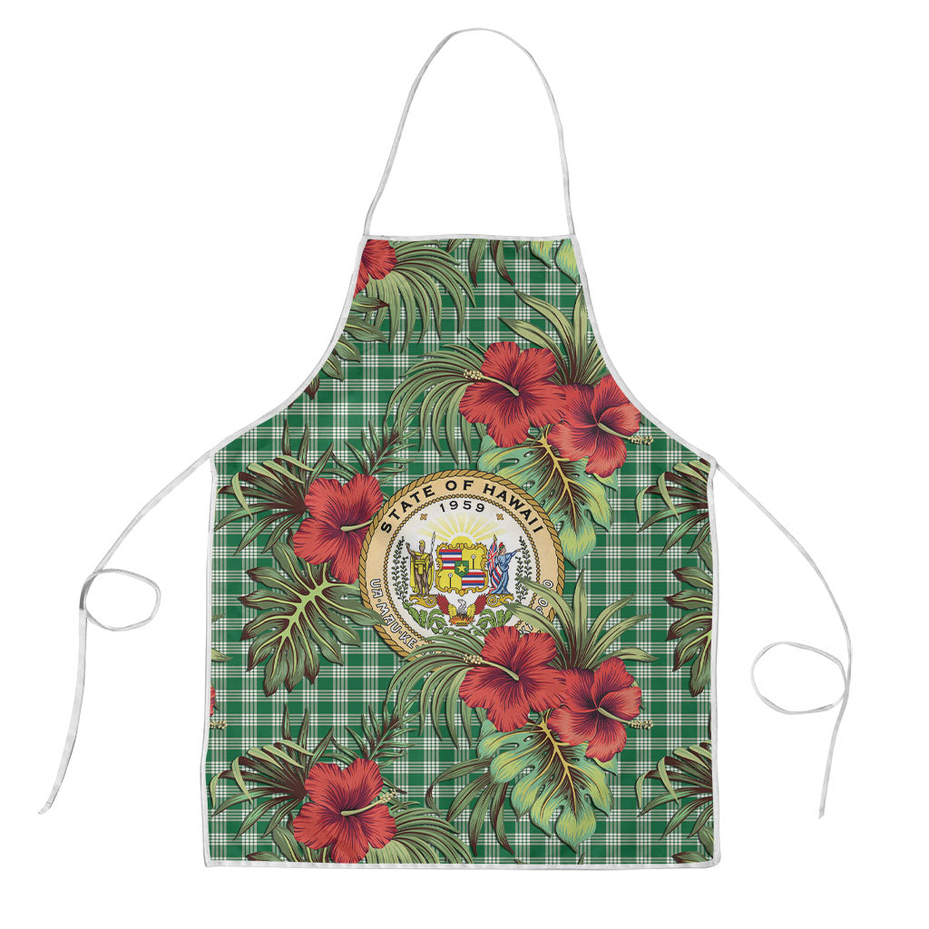 Vintage Hawaii Hibiscus Palaka Apron Green Color
