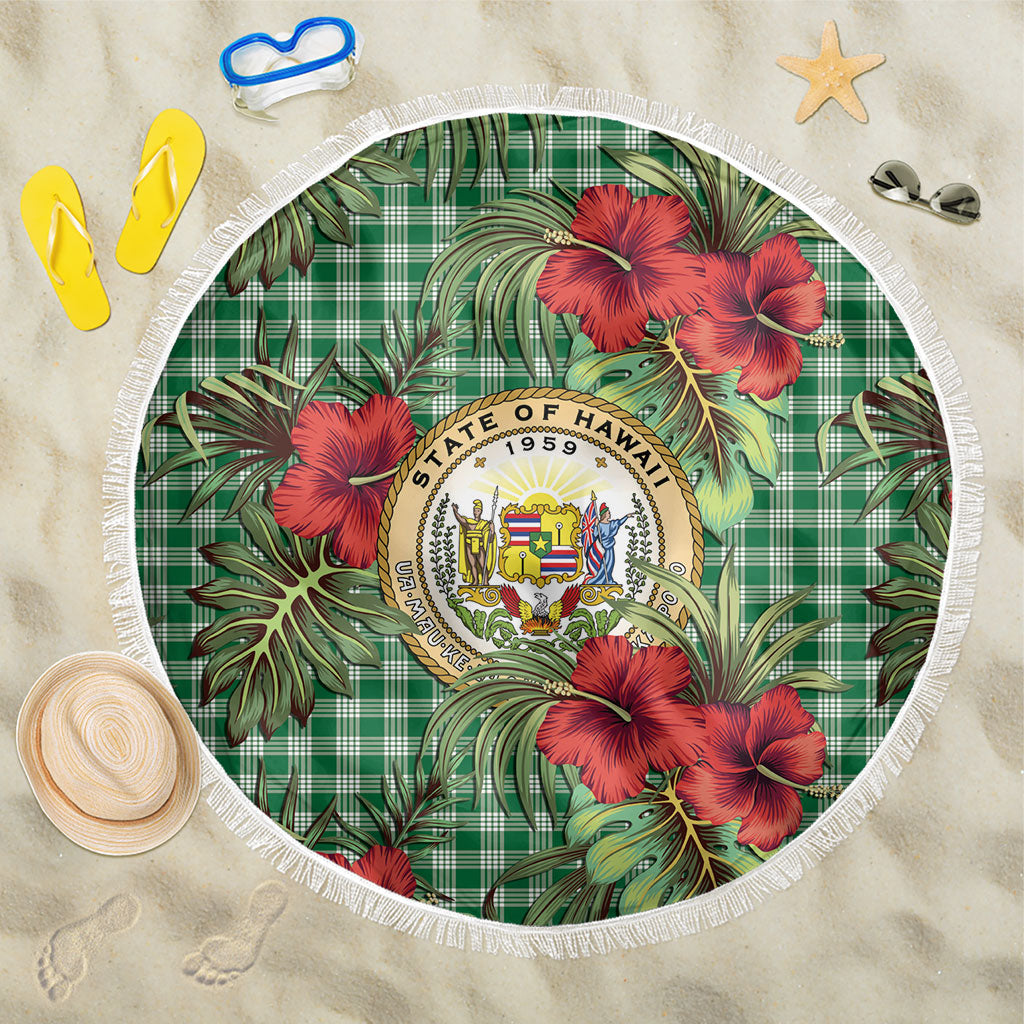 Vintage Hawaii Hibiscus Palaka Beach Blanket Green Color
