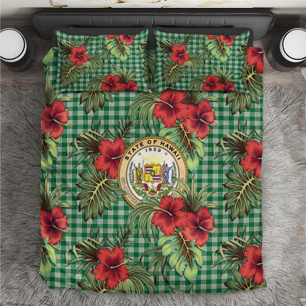 Vintage Hawaii Hibiscus Palaka Bedding Set Green Color